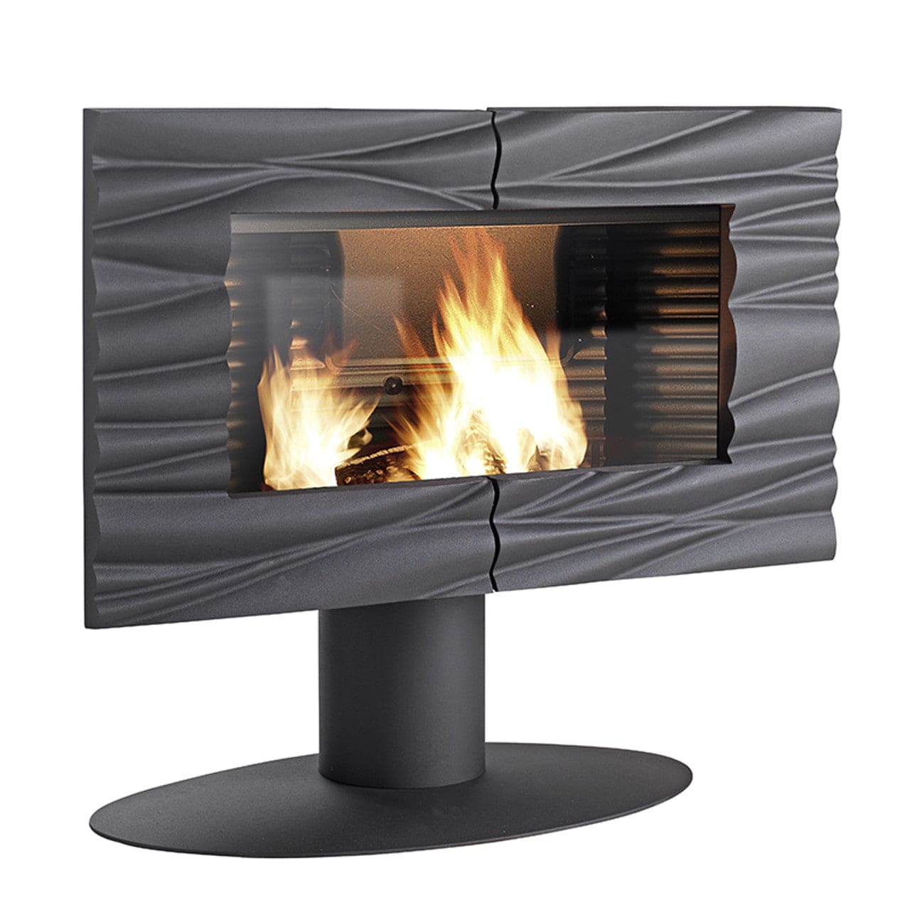 Invicta Theia Modern Artistic 41" Cast Iron Wood Burning Stove FRONT VIEW