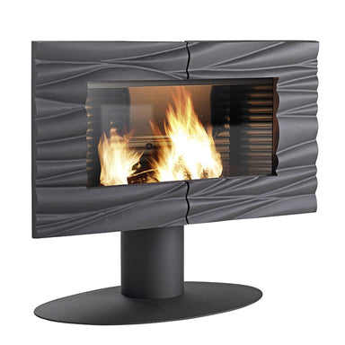 Invicta Theia Modern Artistic 41" Cast Iron Wood Burning Stove FRONT VIEW