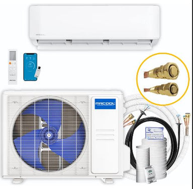 MRCOOL DIY Mini Split - 18,000 BTU 2 Zone Ceiling Cassette Ductless Air Conditioner and Heat Pump with 16 and 35 ft. Install Kit, DIYM218HPC00C02 complete set