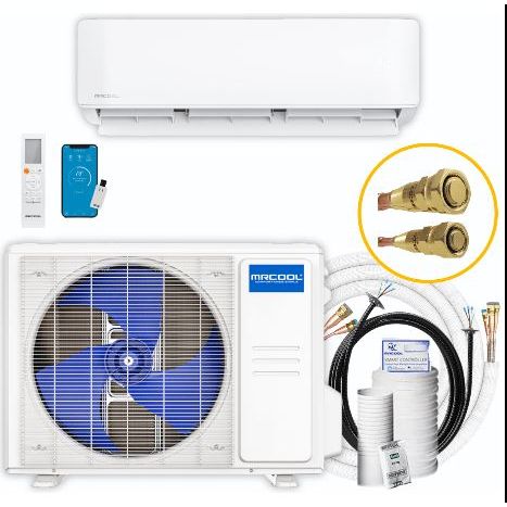 MRCOOL DIY Mini Split - 18,000 BTU 2 Zone Ceiling Cassette Ductless Air Conditioner and Heat Pump with 16 and 35 ft. Install Kit, DIYM218HPC00C02 complete set