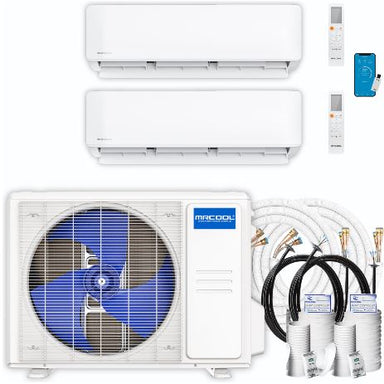 MRCOOL DIY Mini Split - 21,000 BTU 2 Zone Ductless Air Conditioner and Heat Pump with 16 ft. and 25 ft. Install Kit, DIYM227HPW00C01 COMPLETE PHOTO