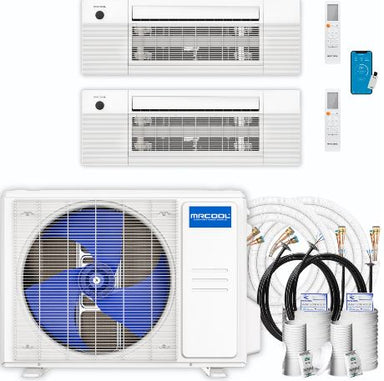 MRCOOL DIY Mini Split - 27,000 BTU 2 Zone Ceiling Cassette Ductless Air Conditioner and Heat Pump with 16 ft. Install Kit, DIYM227HPC01C00COMPLETE SET