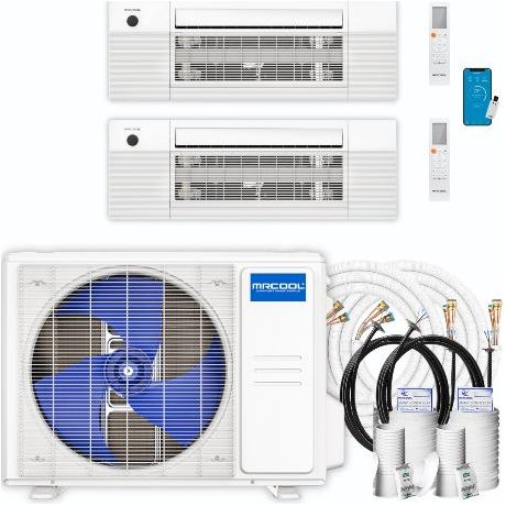 MRCOOL DIY Mini Split - 27,000 BTU 2 Zone Ceiling Cassette Ductless Air Conditioner and Heat Pump with 16 ft. Install Kit, DIYM227HPC01C00COMPLETE SET