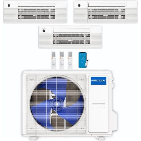 MRCOOL DIY Mini Split - 33,000 BTU 3 Zone Ceiling Cassette Ductless Air Conditioner and Heat Pump, DIY-BC-336HP091212 COMPLETE SET