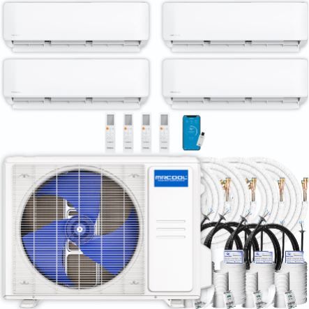 MRCOOL DIY Mini Split - 36,000 BTU 4 Zone Ductless Air Conditioner and Heat Pump with 35 ft. Install Kit, DIYM436HPW00C140 COMPLETE SET