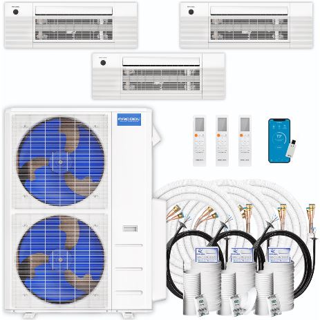 MRCOOL DIY Mini Split - 39,000 BTU 3 Zone Ceiling Cassette Ductless Air Conditioner and Heat Pump with 16 ft. Install Kit, DIY348HPC091218-16 COMPLETE SET