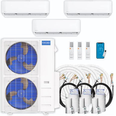 MRCOOL DIY Mini Split - 39,000 BTU 3 Zone Ductless Air Conditioner and Heat Pump with 16 ft. Install Kit, DIY348HP09121816 COMPLETE SET