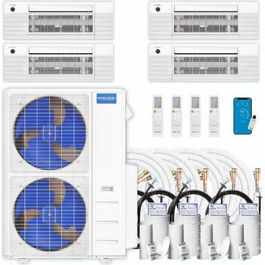 MRCOOL DIY Mini Split - 45,000 BTU 4 Zone Ceiling Cassette Ductless Air Conditioner and Heat Pump with 16 ft. Install Kit, DIY448HPC09090918-16 COMPLETE SET