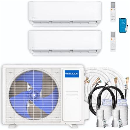 MRCOOL DIY Mini Split - 21,000 BTU 2 Zone Ductless Air Conditioner and Heat Pump with 25 ft. Install Kit, DIYM218HPW01C07 COMPLETE SET