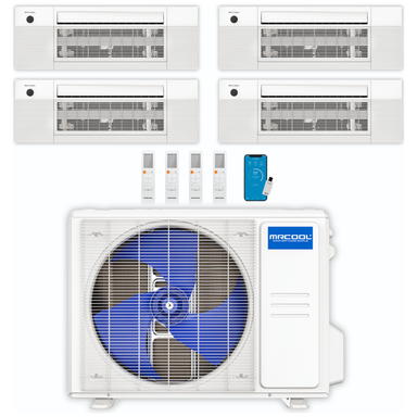 MRCOOL DIY Mini Split - 39,000 BTU 4 Zone Ceiling Cassette Ductless Air Conditioner and Heat Pump, DIY-BC-436HP09090912 COMPLETE SET