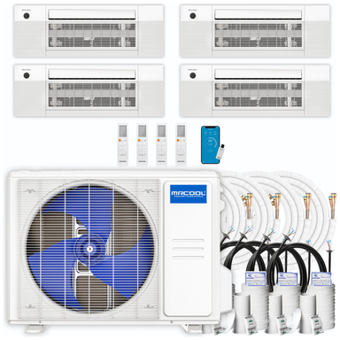 MRCOOL DIY Mini Split - 39,000 BTU 4 Zone Ceiling Cassette Ductless Air Conditioner and Heat Pump with 25 ft. Install Kit, DIYM436HPC01C84 COMPLETE SET