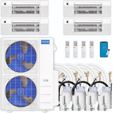 MRCOOL DIY Mini Split - 48,000 BTU 4 Zone Ceiling Cassette Ductless Air Conditioner and Heat Pump with 16 ft. Install Kit, DIYM448HPC03C00 COMPLETE SET