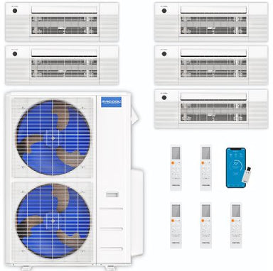 MRCOOL DIY Mini Split - 48,000 BTU 5 Zone Ceiling Cassette Ductless Air Conditioner and Heat Pump, DIY-BC-548HP0909090912 COMPLETE SET