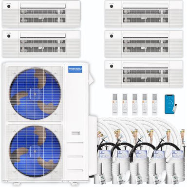 MRCOOL DIY Mini Split - 48,000 BTU 5 Zone Ceiling Cassette Ductless Air Conditioner and Heat Pump with 25 ft. Install Kit, DIYM548HPC01C210 COMPLETE SET