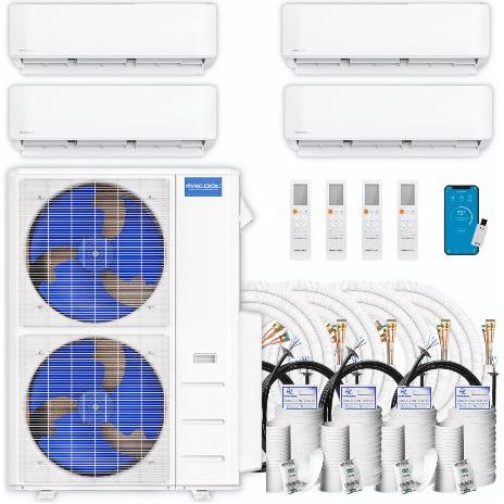 MRCOOL DIY Mini Split - 51,000 BTU 4 Zone Ductless Air Conditioner and Heat Pump with 16 ft. Install Kit, DIYM448HPW08C00 COMPLETE SET