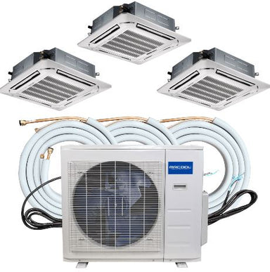 MRCOOL Olympus Mini Split - 36,000 BTU 3 Zone Ductless Ceiling Cassette Air Conditioner And Heat Pump With 25 Ft. Flared Lineset, OLY36-C-3-12-25 COMPLETE SET