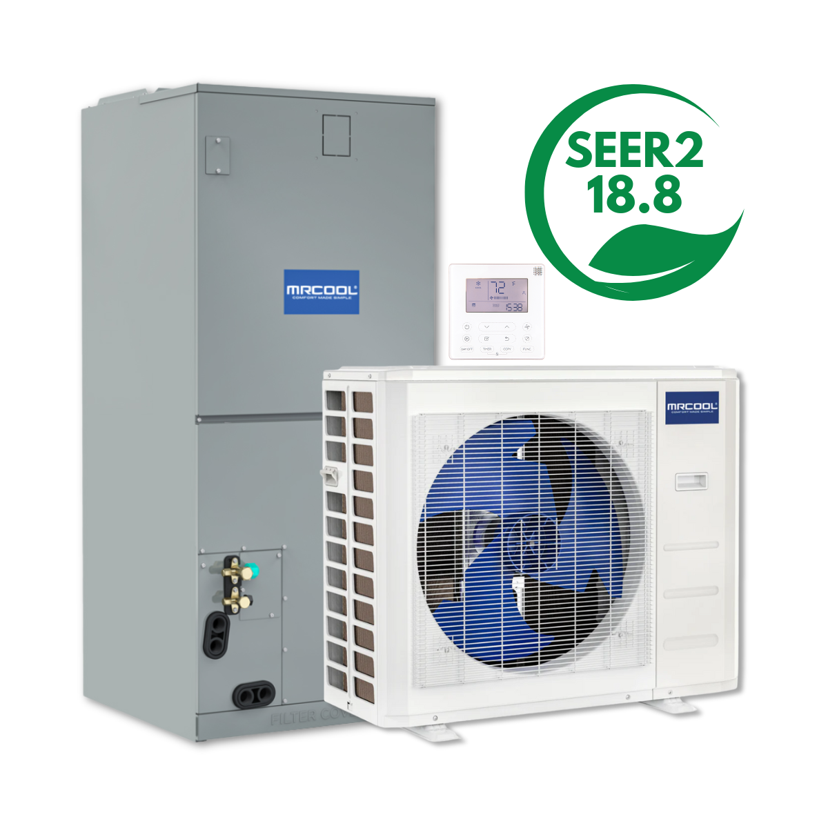 MRCOOL VersaPro® 2nd Gen 18K BTU 1.5 Ton 18.8 SEER2 Central Ducted Heat Pump Split System, MVP-18-HP-230A00-O