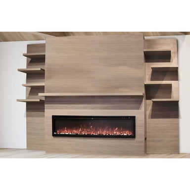 Modern Flames Allwood Wall System in Coastal Sand  60'' Spectrum Slimline Electric FireplaceSAMPLE PHOTO