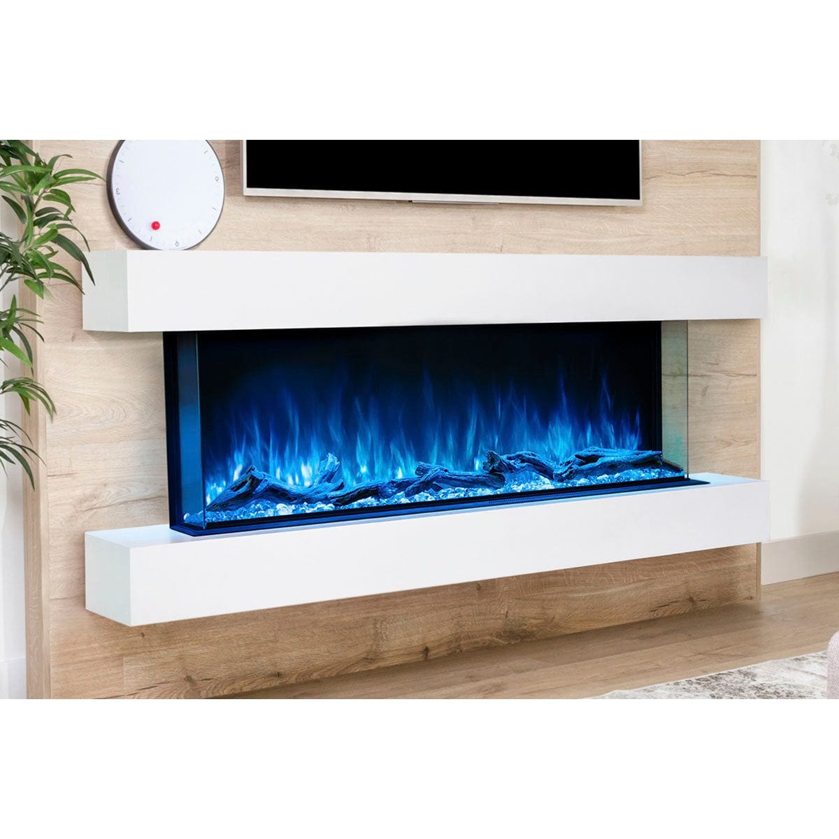 Modern Flames Landscape Pro 94'' Electric Fireplace Wall Mount Studio Suite | White Ready to Paint SAMPLE PHOTO