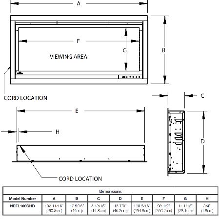 Napoleon AlluraVision 100 inch Deep Wall Mounted Electric Fireplace - NEFL100CHD-1 