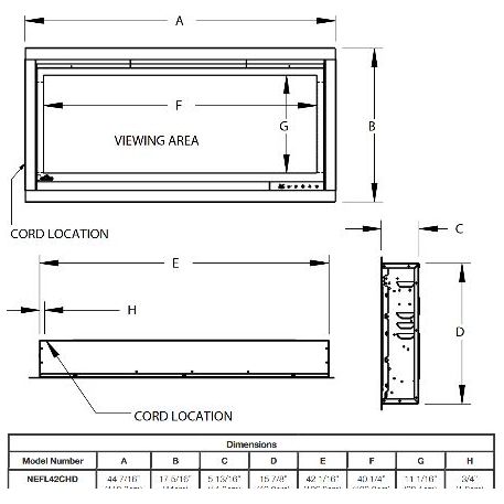 Napoleon AlluraVision 42 inch Deep Wall Mounted Electric Fireplace - NEFL42CHD-1