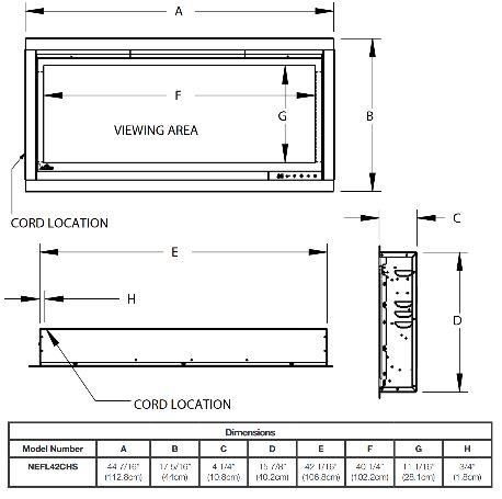 Napoleon AlluraVision 42 inch Slimline Wall Mounted Electric Fireplace - NEFL42CHS-1