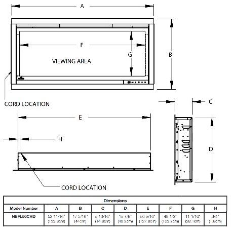 Napoleon AlluraVision 50 inch Deep Wall Mounted Electric Fireplace - NEFL50CHD-1 