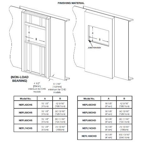 Napoleon AlluraVision 74 inch Deep Wall Mounted Electric Fireplace - NEFL74CHD-1