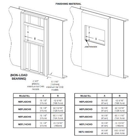 Napoleon AlluraVision 74 inch Slimline Wall Mounted Electric Fireplace - NEFL74CHS-1