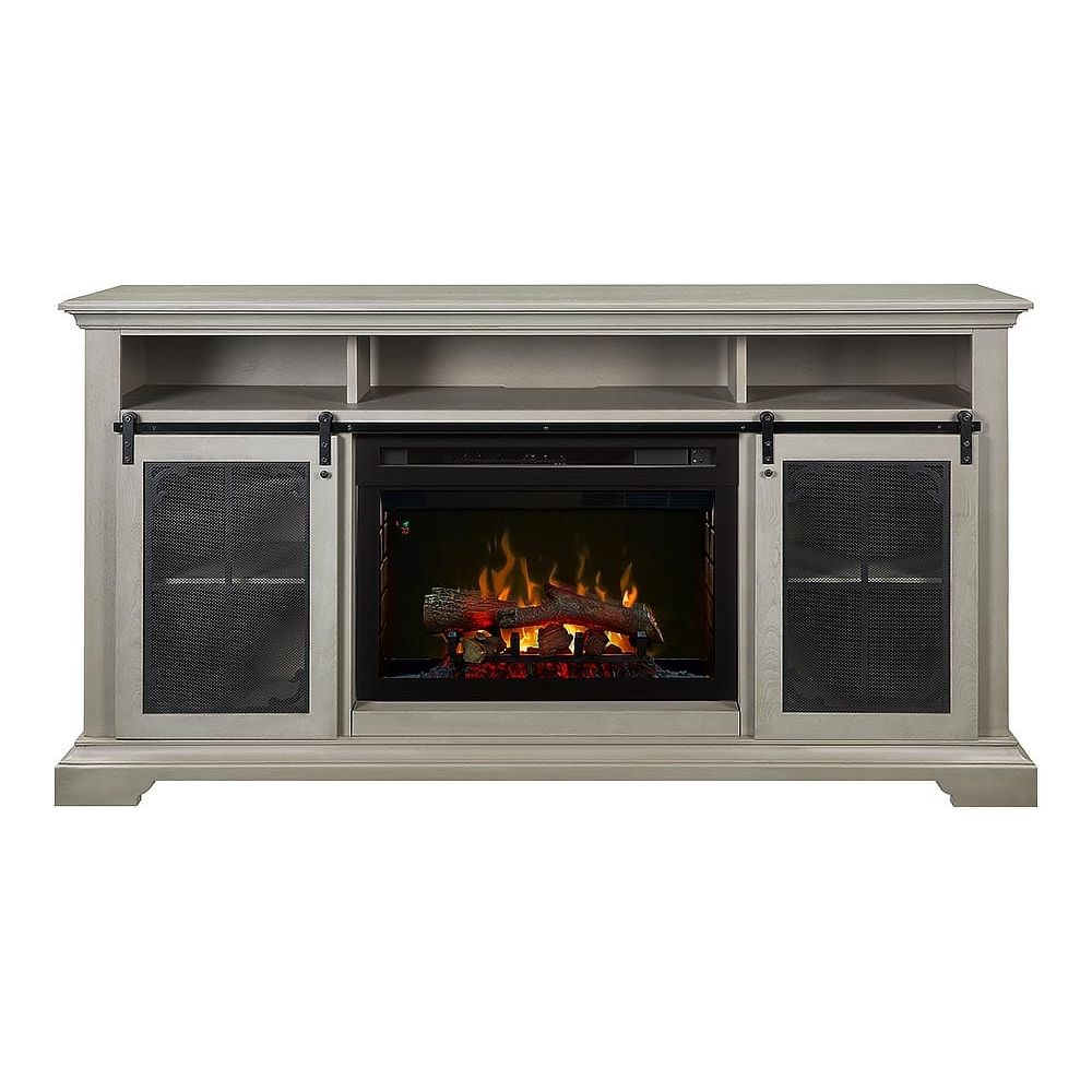 Olivia Electric Fireplace TV Stand in Stone Fox FRONT VIEW