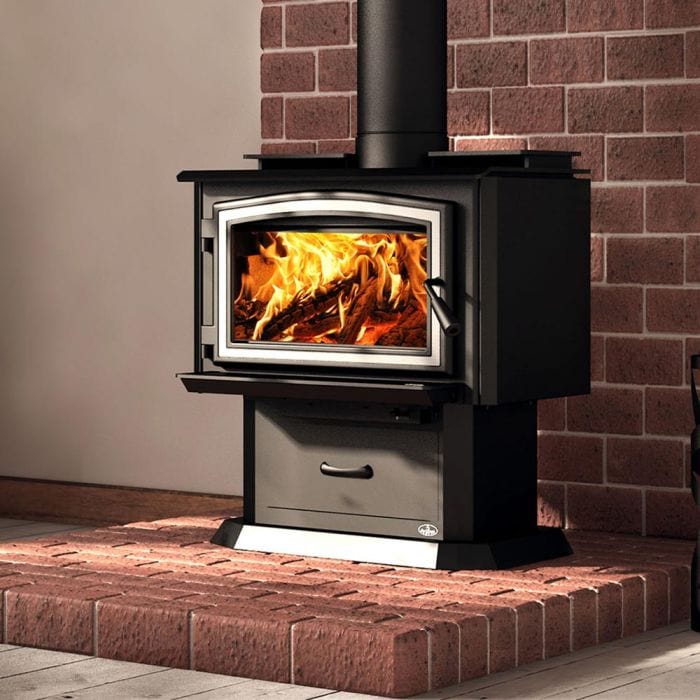 Osburn 1700 Wood Stove OB01700 FRONT AND SIDE VIEW