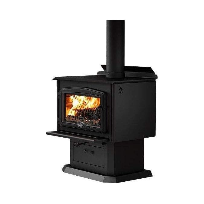 Osburn 2000 Wood Stove with Blower OB02015 FRONT AND SIDE VIEW