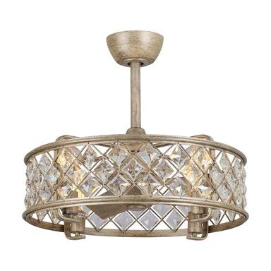 Parrot Uncle 22.5 In. Modern Crystal Ceiling Fan with Lighting and Remote Control FULL VIEW