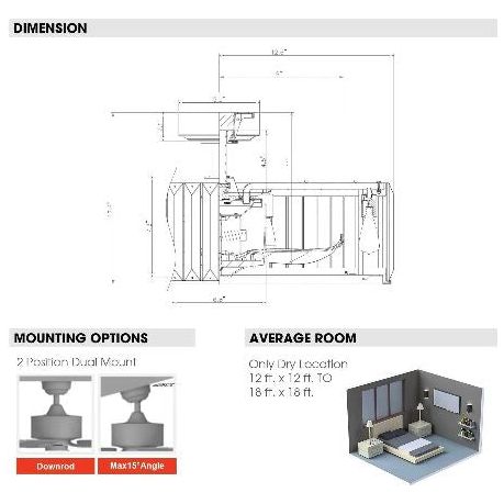 Parrot Uncle 25.5 In. Henslee Modern Crystal Ceiling Fan with Lighting in Black