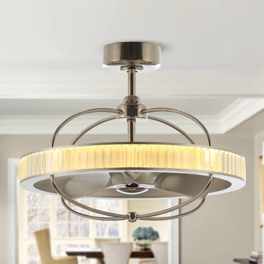 Parrot Uncle 27 In. Modern Crystal Ceiling Fan with Lighting and Remote Control CLOSER VIEW