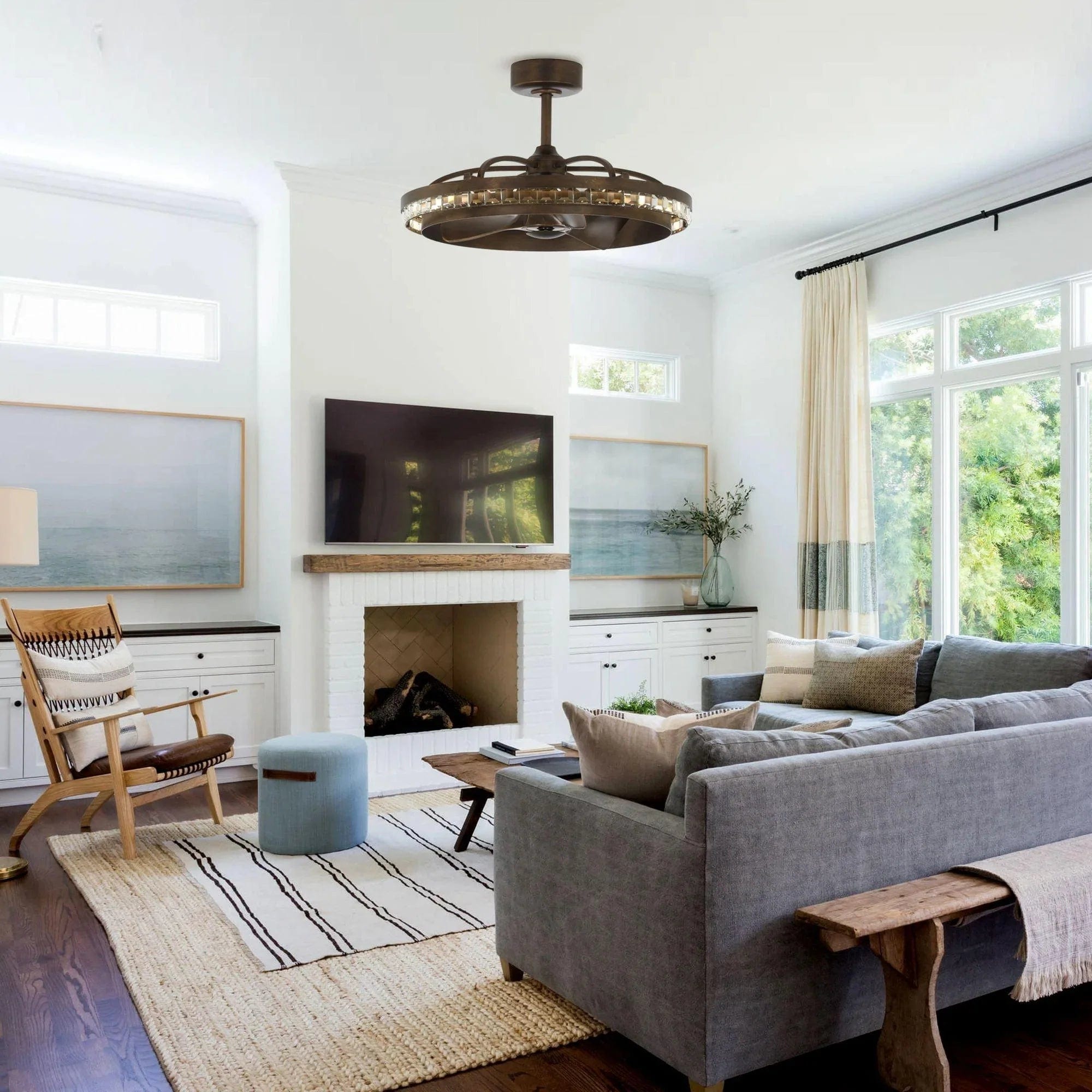 Parrot Uncle 29 In. Farmhouse Crystal Ceiling Fan with Lighting and Remote Control SAMPLE PHOTO