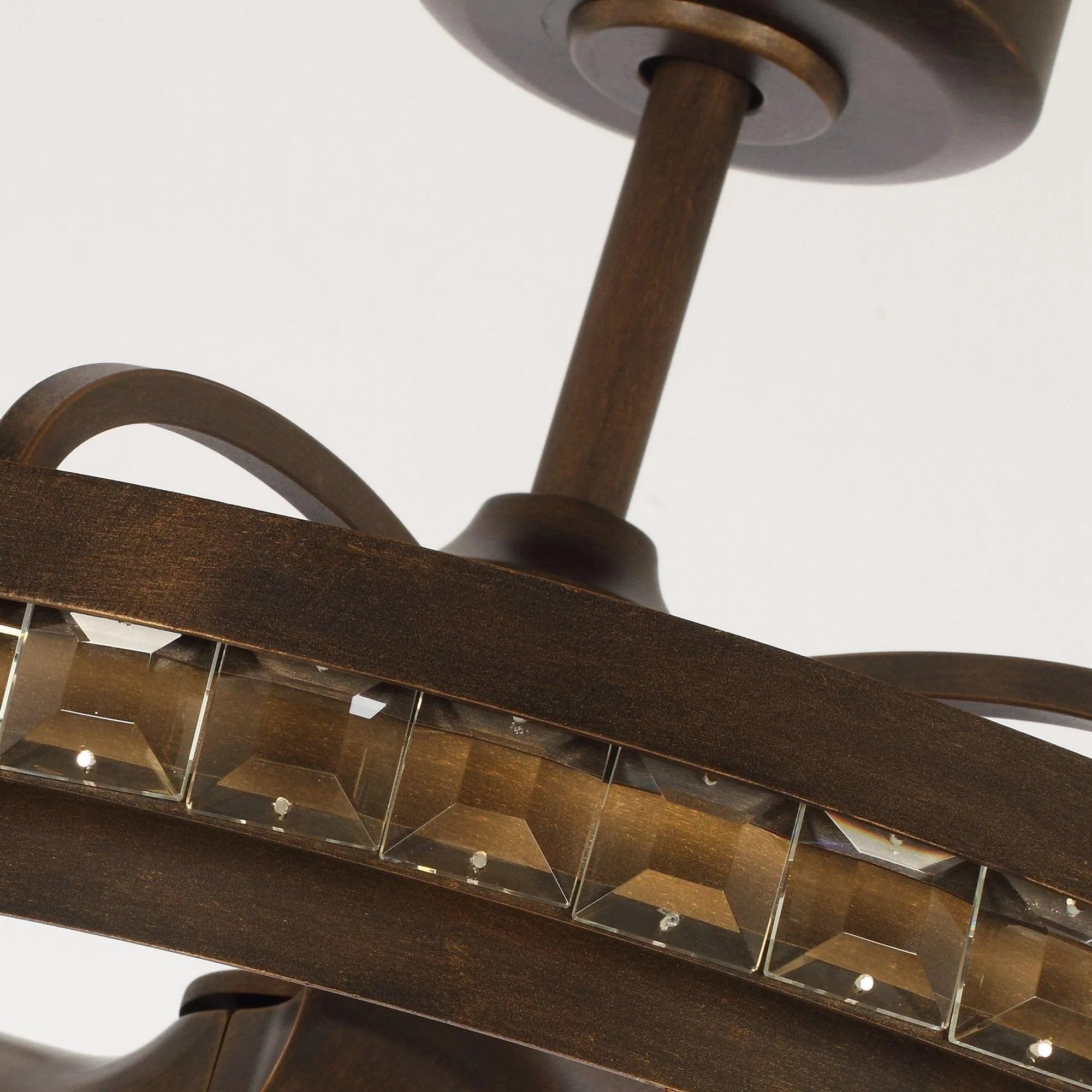 Parrot Uncle 29 In. Farmhouse Crystal Ceiling Fan with Lighting and Remote Control CLOSER VIEW