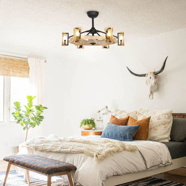 Parrot Uncle 34 In. Bucholz Modern Ceiling Fan with Lighting and Wood Finish SMAPLE PHOTO