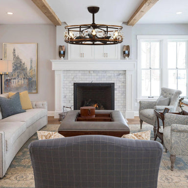 Parrot Uncle 34 In. Farmhouse Ceiling Fan with Lighting and Remote Control SAMPLE PHOTO