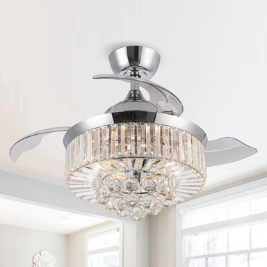 Parrot Uncle 36 In. Broxburne Crystal Ceiling Fan with Lighting and Remote Control FULL VIEW