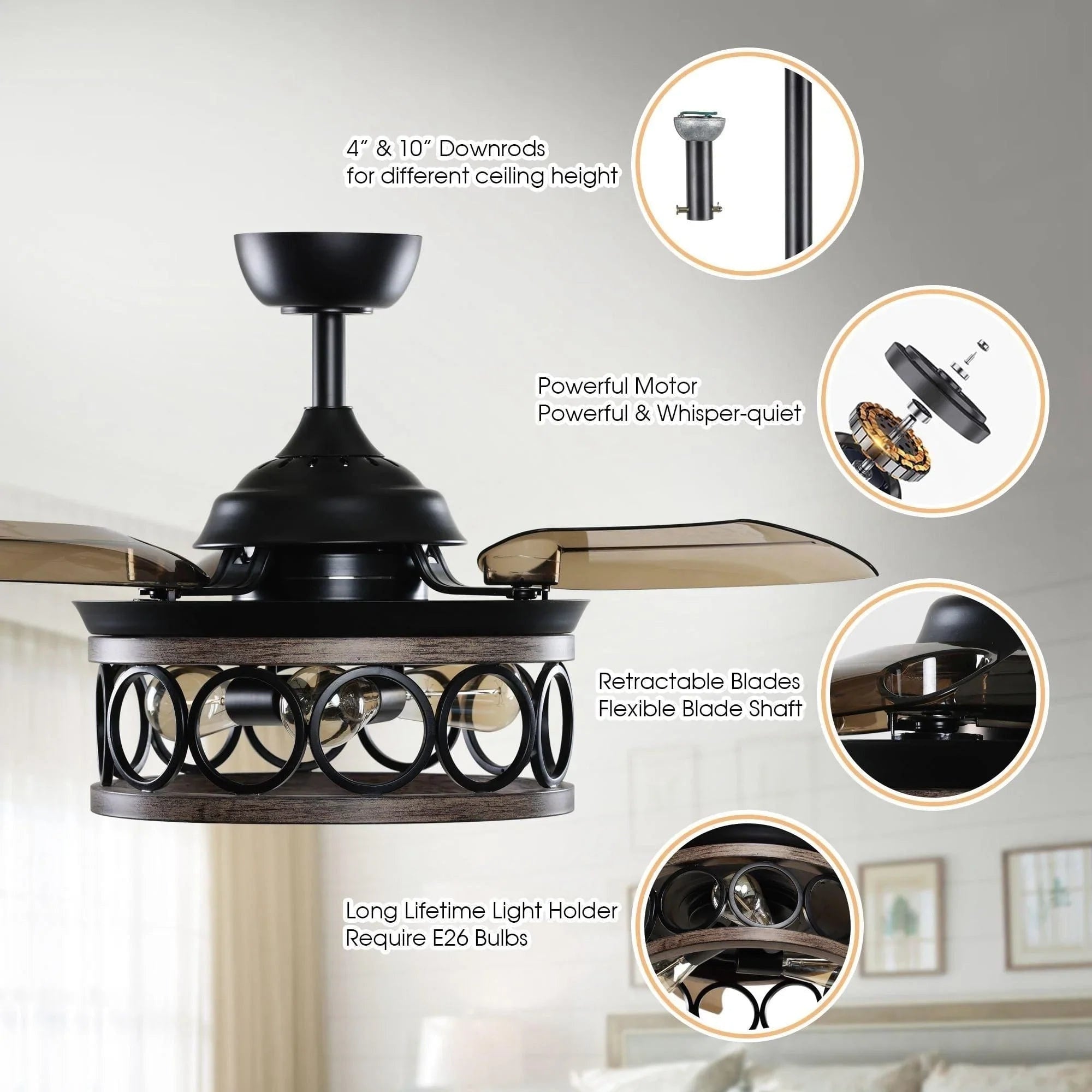 Parrot Uncle 36 In. Mirelle Farmhouse Ceiling Fan with Lighting and Remote Control