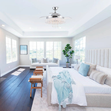 Parrot Uncle 42 In. Modern Crystal Ceiling Fan with Lighting and Remote Control SAMPLE PHOTO