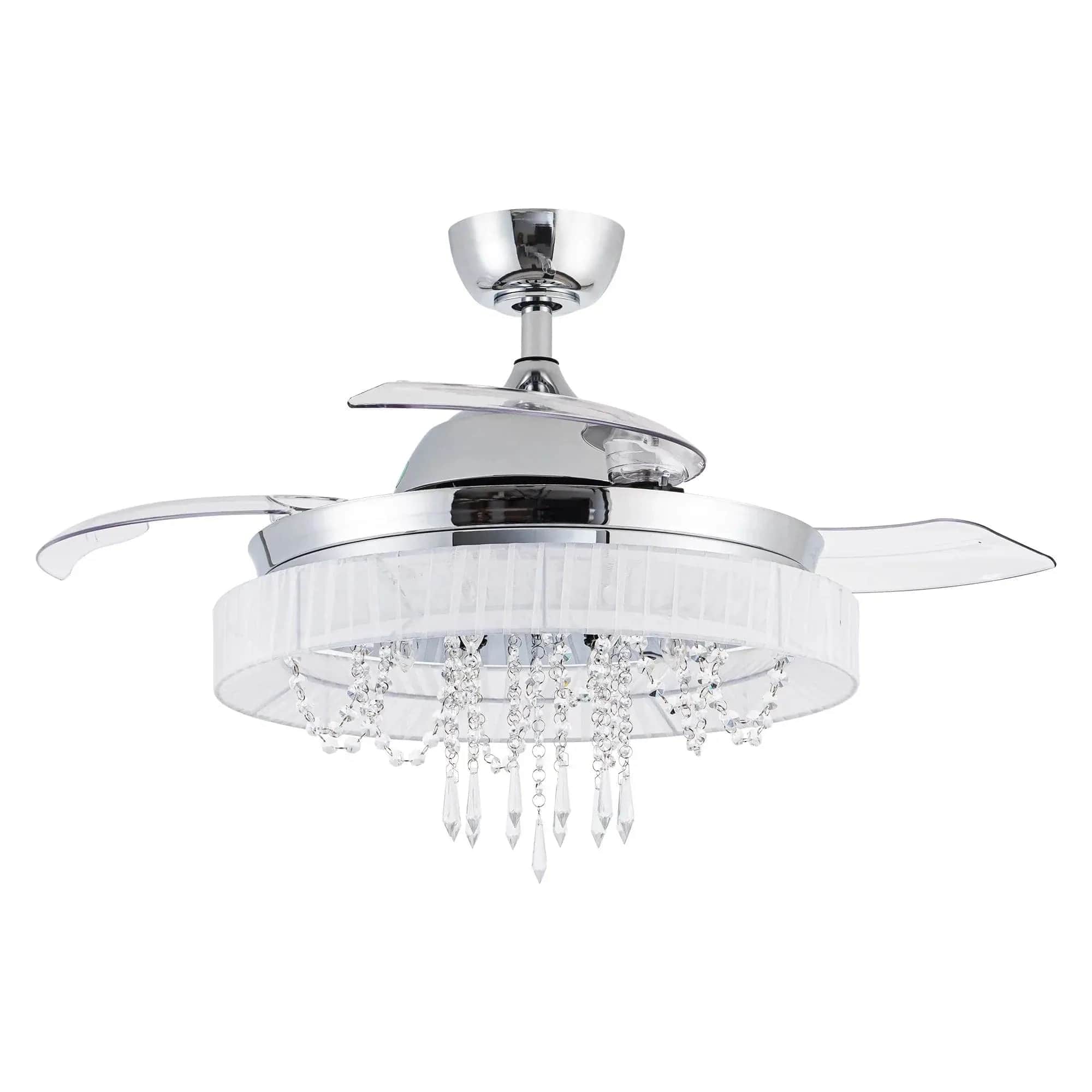 Parrot Uncle 42 In. Modern Crystal Ceiling Fan with Lighting and Remote Control CLOSER VIEW