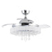 Parrot Uncle 42 In. Modern Crystal Ceiling Fan with Lighting and Remote Control CLOSER VIEW