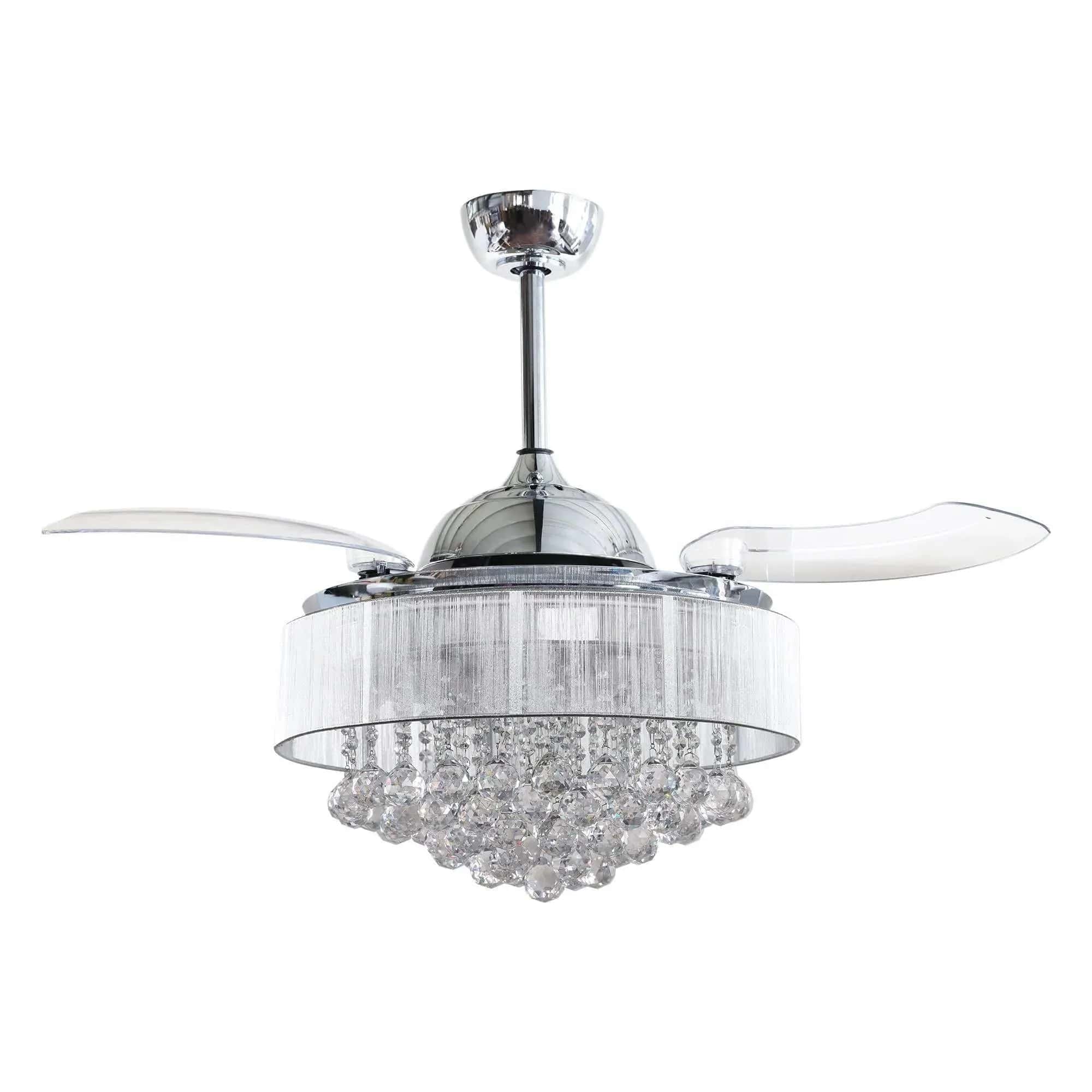 Parrot Uncle 42 In. Modern Crystal Ceiling Fan with Lighting and Remote Control CLOSER VIEW