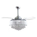 Parrot Uncle 42 In. Modern Crystal Ceiling Fan with Lighting and Remote Control CLOSER VIEW