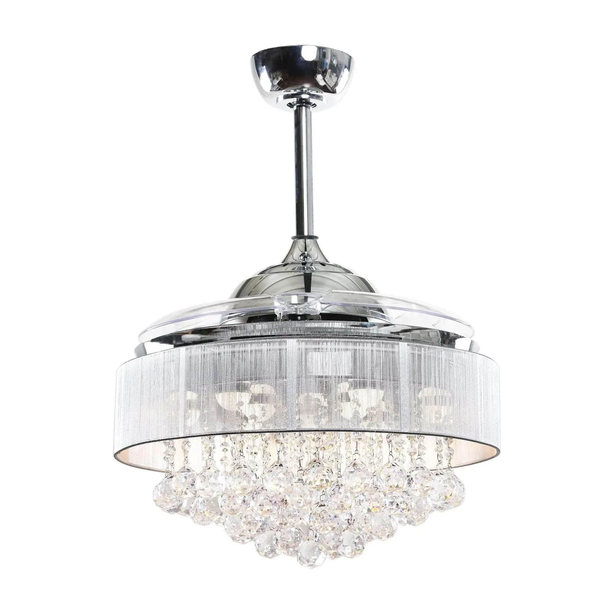 Parrot Uncle 42 In. Modern Crystal Ceiling Fan with Lighting and Remote Control