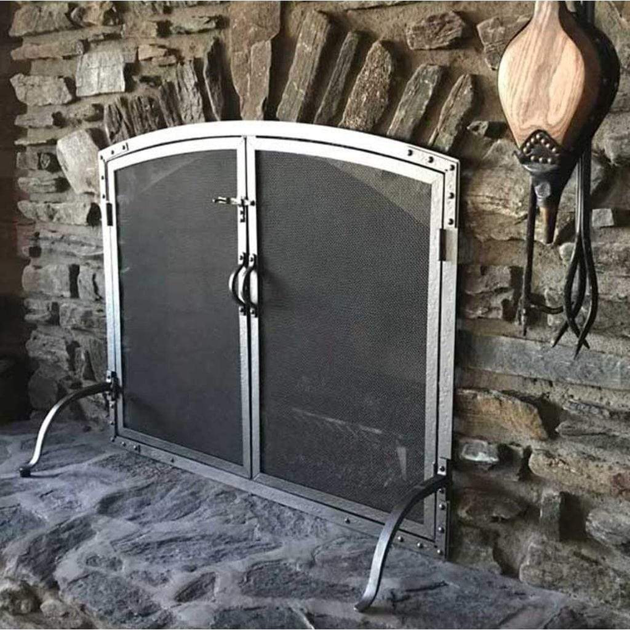 Pilgrim 42" Forged Iron Arched Operable Door Screen SAMPLE PHOTO