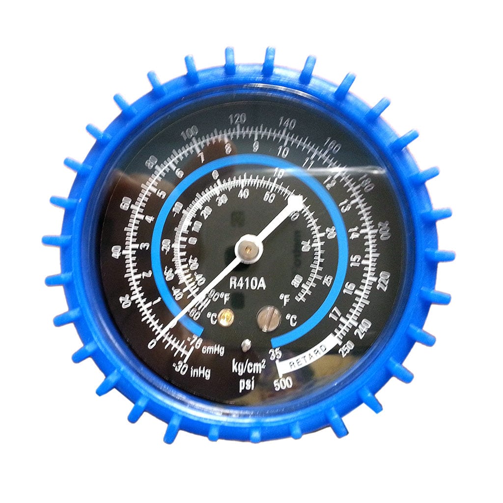 Pioneer Mini Split R410a Low Side Suction Charging Service Gauge Hose Set 5/16" Port FRONT VIEW