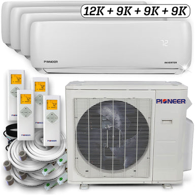 Pioneer Quad 39000 BTU 3.25-Ton 21.8 SEER Multi (4) Zone Wall Mount Air Conditioner Heat Pump 230-Volt COMPLETE SET